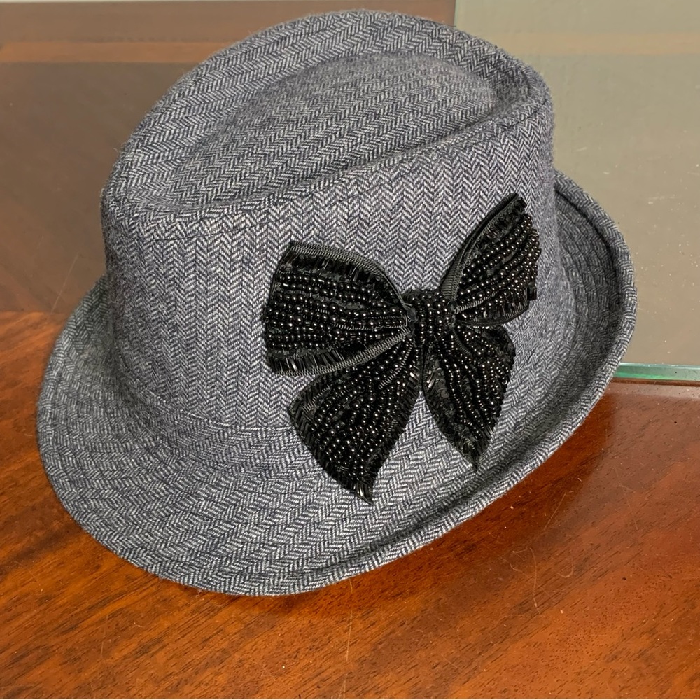 Winter Fedora with Embellished Beaded Bow